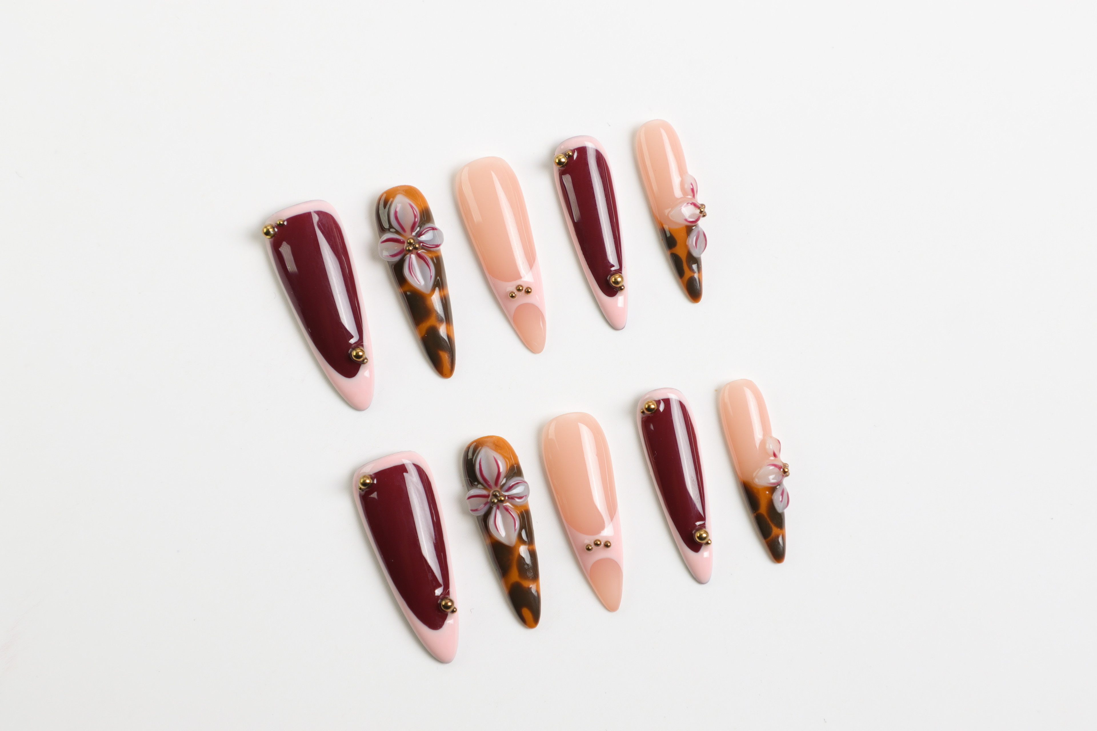 Vintage Amber Floral Press-On Nails